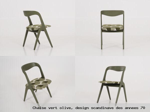 Chaise vert olive design scandinave des annees 70