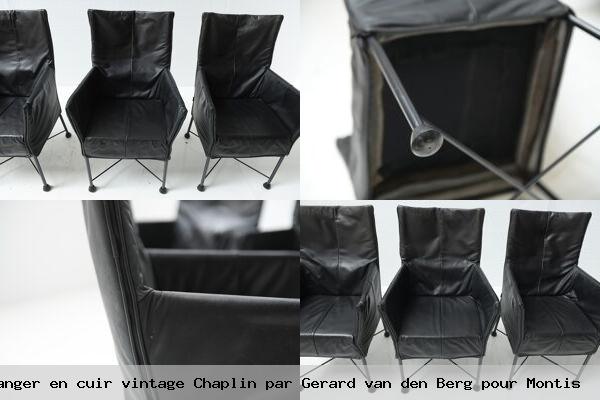 Chaises de salle a manger en cuir vintage chaplin par gerard van den berg pour montis