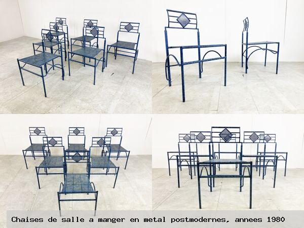 Chaises de salle a manger en metal postmodernes annees 1980