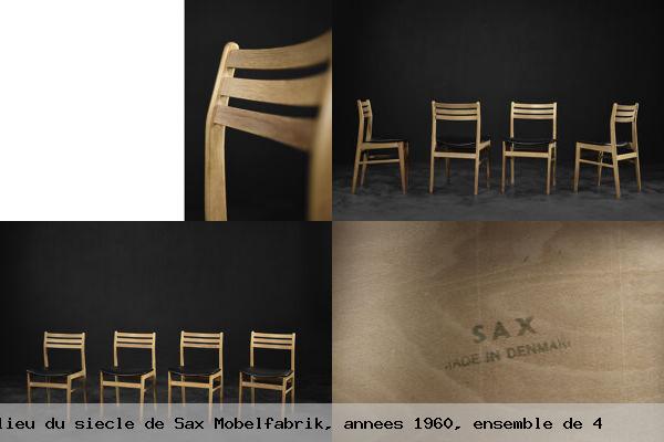 Chaises salle a manger vintage en chene moderne scandinave milieu siecle sax mobelfabrik annees 1960 ensemble 4