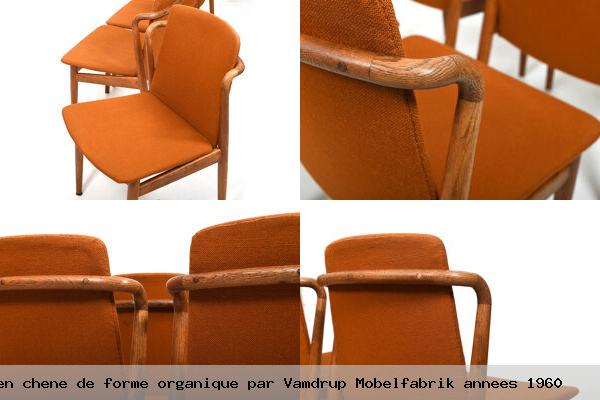 Chaises en chene de forme organique par vamdrup mobelfabrik annees 1960