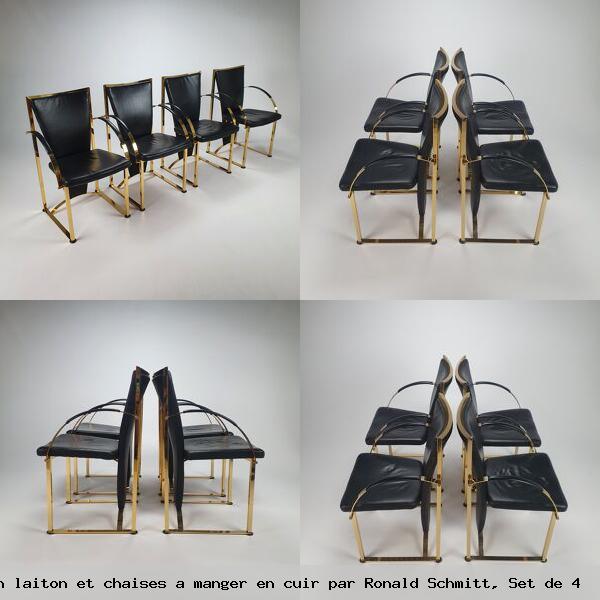 Chaises exclusive laiton et chaises a manger cuir par ronald schmitt set de 4