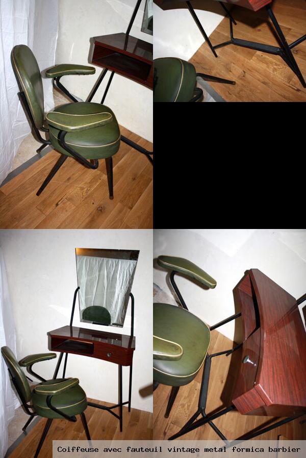 Coiffeuse avec fauteuil vintage metal formica barbier