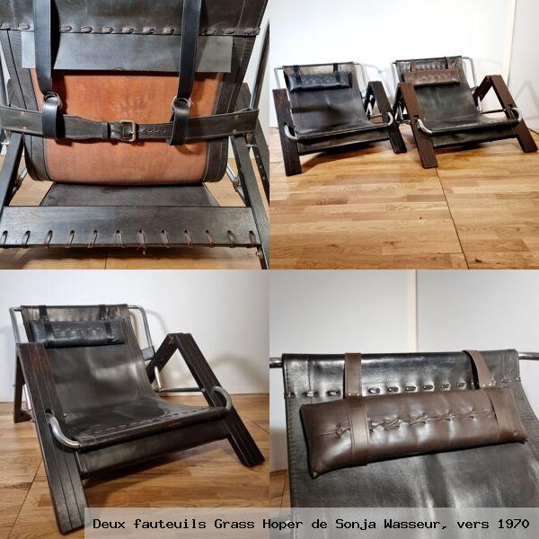 Deux fauteuils grass hoper de sonja wasseur vers 1970