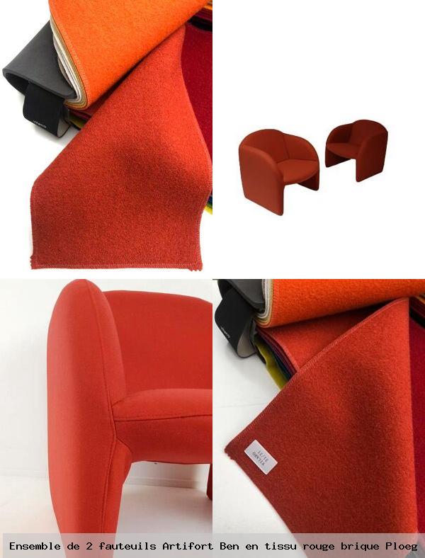 Ensemble de 2 fauteuils artifort ben en tissu rouge brique ploeg