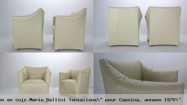 Ensemble 2 fauteuils salon en cuir mario bellini tentazione pour cassina annees 1970 