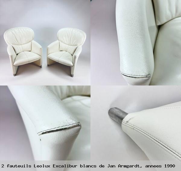 Ensemble 2 fauteuils leolux excalibur blancs jan armgardt annees 1990