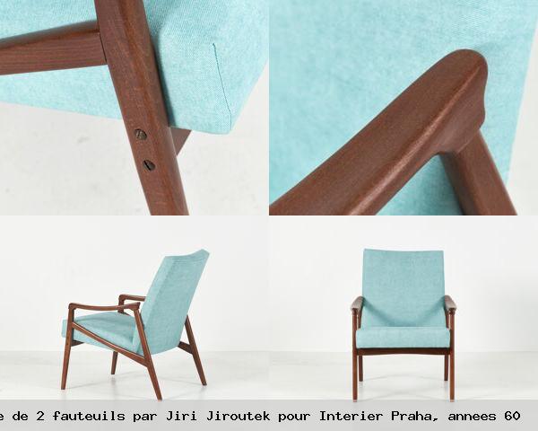 Ensemble de 2 fauteuils par jiri jiroutek pour interier praha annees 60