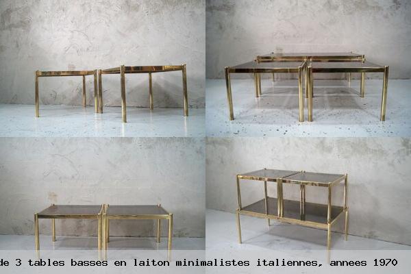 Ensemble de 3 tables basses en laiton minimalistes italiennes annees 1970