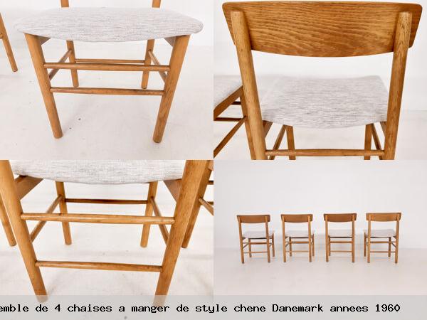 Ensemble 4 chaises a manger style chene danemark annees 1960
