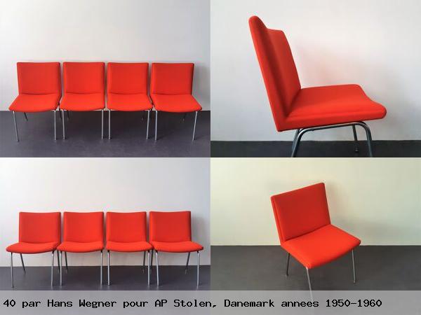 Ensemble de 4 chaises daeroport 40 par hans wegner pour stolen danemark annees 1950 1960