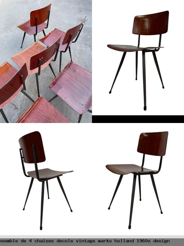 Ensemble de 4 chaises decole vintage marko holland 1960s design