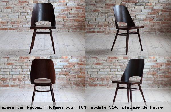 Ensemble 4 chaises par radomir hofman pour ton modele 514 placage hetre