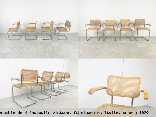 Ensemble de 4 fauteuils vintage fabriques en italie annees 1970