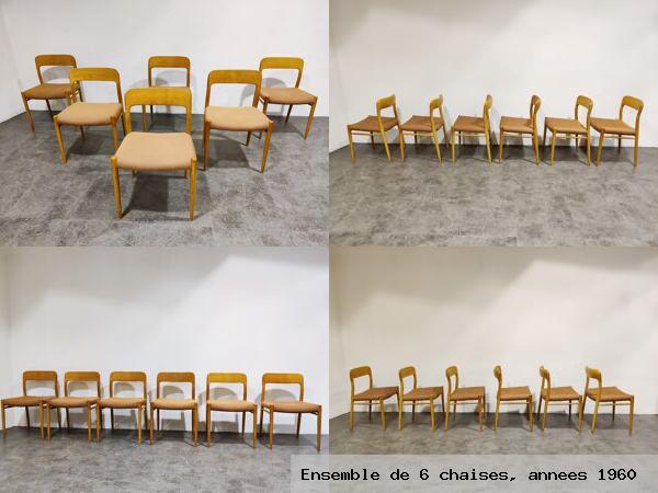 Ensemble de 6 chaises annees 1960