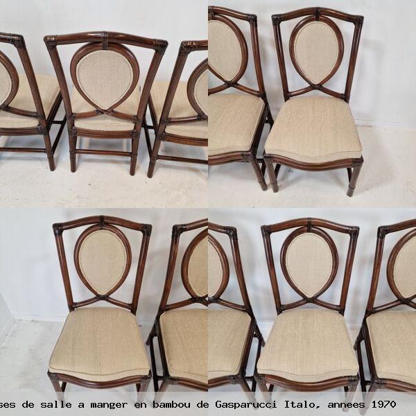Ensemble 6 chaises salle a manger en bambou gasparucci italo annees 1970