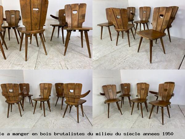Ensemble 6 chaises salle a manger en bois brutalistes milieu siecle annees 1950