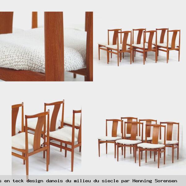 Ensemble de 6 chaises en teck design danois milieu siecle par henning sorensen