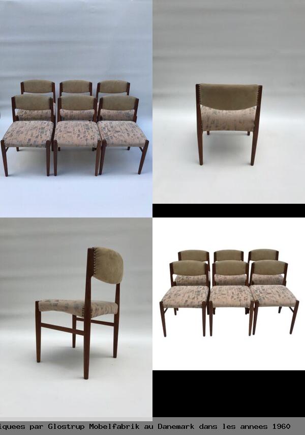 Ensemble de 6 chaises fabriquees par glostrup mobelfabrik au danemark dans les annees 1960