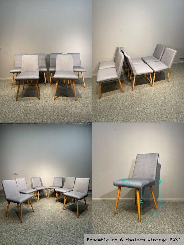 Ensemble de 6 chaises vintage 60 