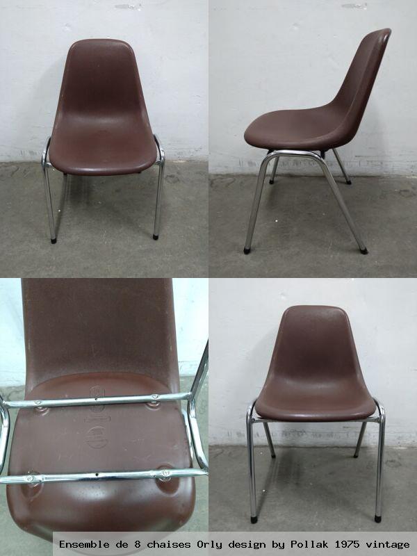 Ensemble de 8 chaises orly design by pollak 1975 vintage
