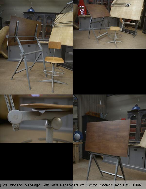 Ensemble de bureau modele reply chaise vintage par wim rietveld friso kramer result 1950