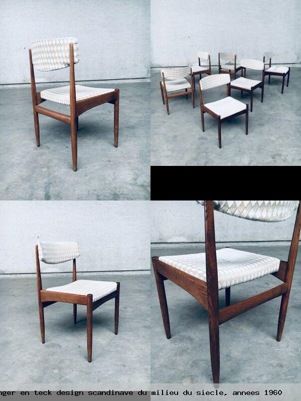 Ensemble chaises salle a manger en teck design scandinave milieu siecle annees 1960
