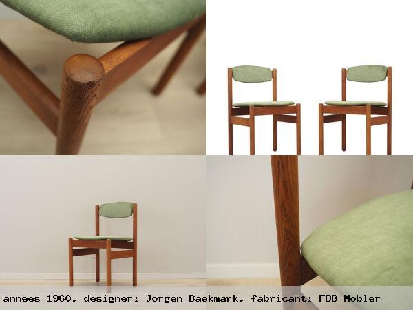 Ensemble de deux chaises en chene design danois annees 1960 designer jorgen baekmark fabricant fdb mobler
