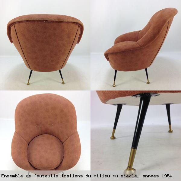 Ensemble de fauteuils italiens milieu siecle annees 1950