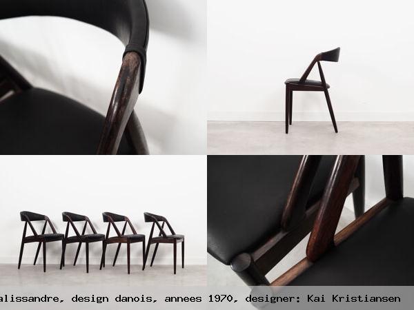 Ensemble de quatre chaises en palissandre design danois annees 1970 designer kai kristiansen
