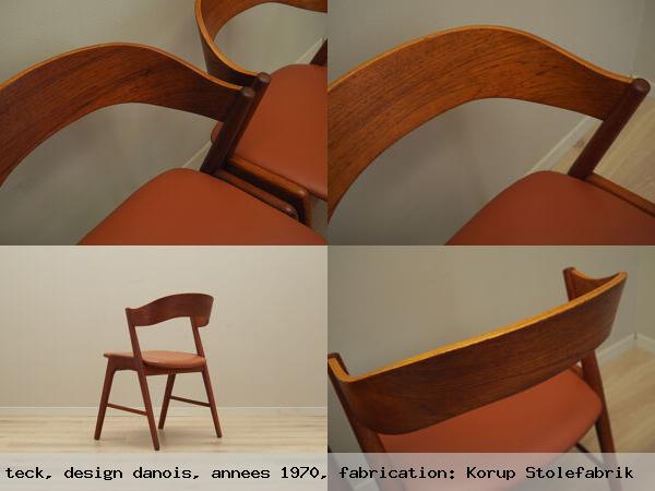 Ensemble de quatre chaises en teck design danois annees 1970 fabrication korup stolefabrik