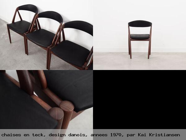 Ensemble de quatre chaises en teck design danois annees 1970 par kai kristiansen