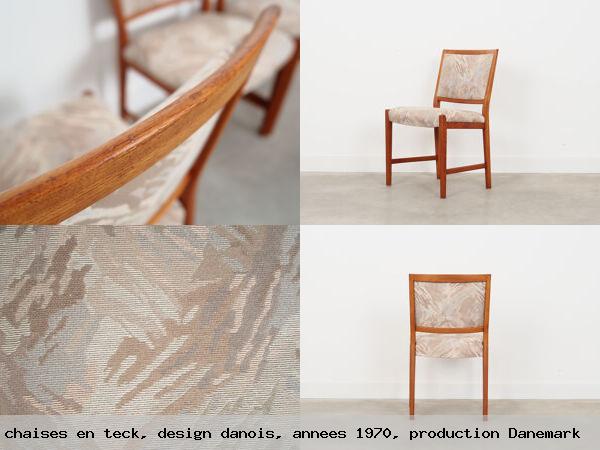 Ensemble de quatre chaises en teck design danois annees 1970 production danemark