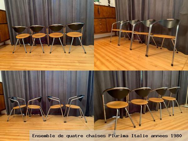 Ensemble de quatre chaises plurima italie annees 1980