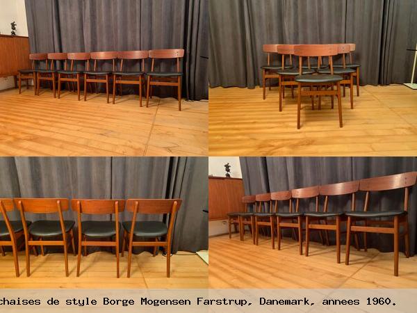 Ensemble six chaises style borge mogensen farstrup danemark annees 1960 