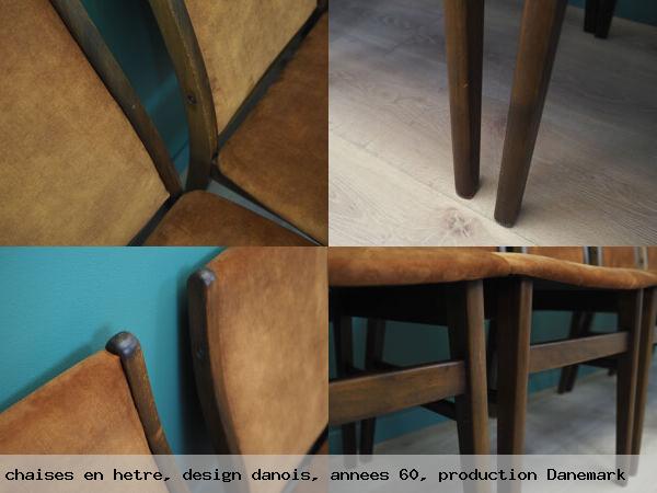 Ensemble de six chaises en hetre design danois annees 60 production danemark