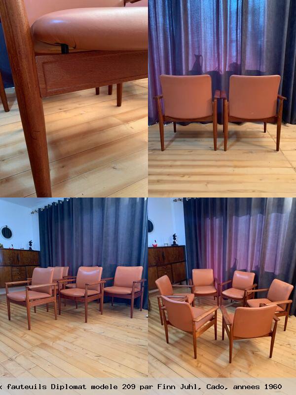 Ensemble de six fauteuils diplomat modele 209 par finn juhl cado annees 1960