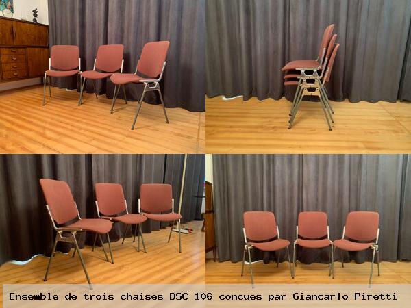 Ensemble de trois chaises dsc 106 concues par giancarlo piretti