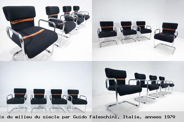 Ensemble moderne de 4 fauteuils milieu siecle par guido faleschini italie annees 1970
