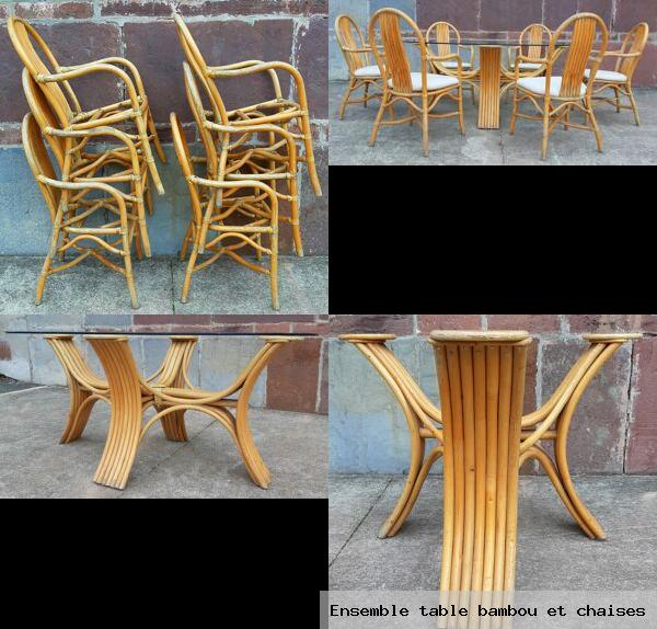 Ensemble table bambou et chaises