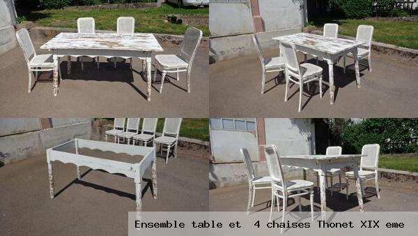 Ensemble table et 4 chaises thonet xix eme