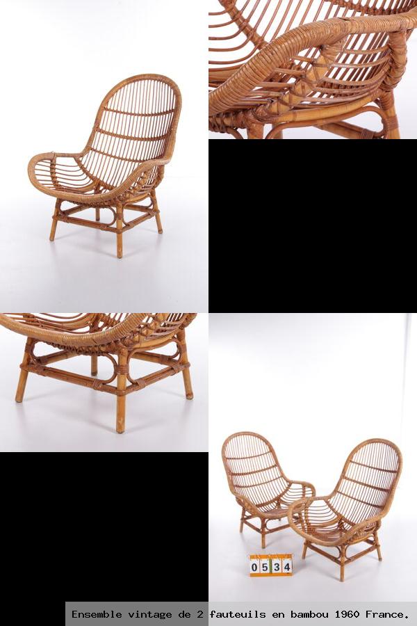 Ensemble vintage de 2 fauteuils en bambou 1960 france 