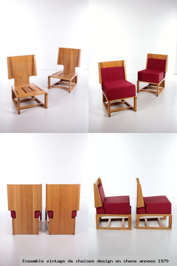Ensemble vintage de chaises design en chene annees 1970