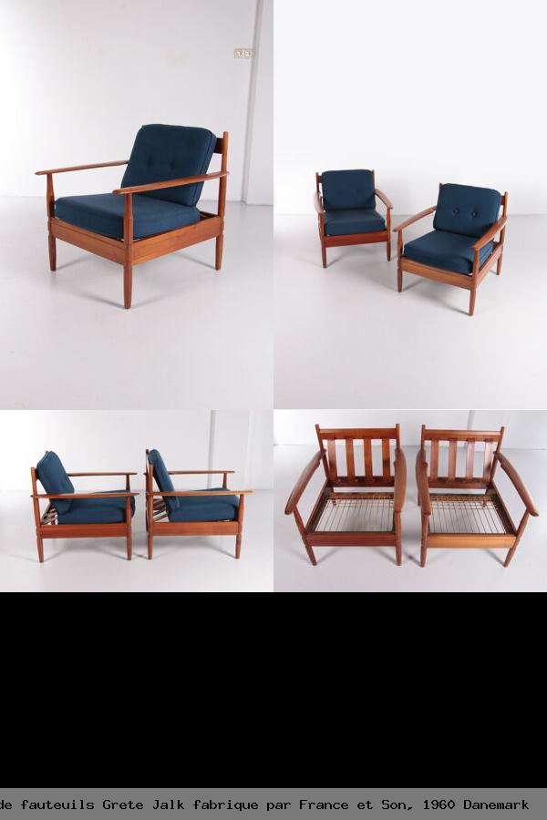 Ensemble vintage de fauteuils grete jalk fabrique par france et son 1960 danemark