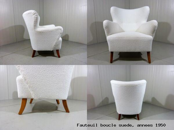 Fauteuil boucle suede annees 1950