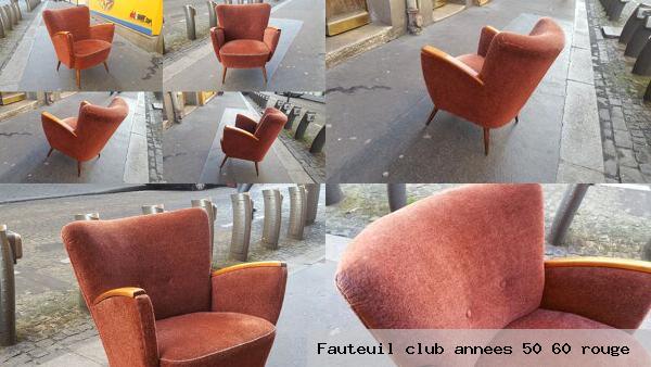 Fauteuil club annees 50 60 rouge
