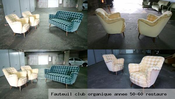 Fauteuil club organique annee 50 60 restaure