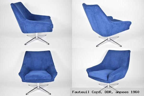 Fauteuil cord ddr annees 1960