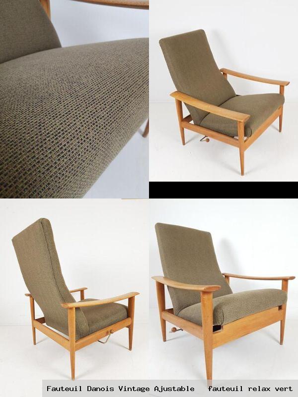 Fauteuil danois vintage ajustable fauteuil relax vert