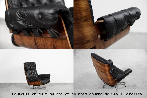 Fauteuil cuir suisse et bois courbe de stoll giroflex
